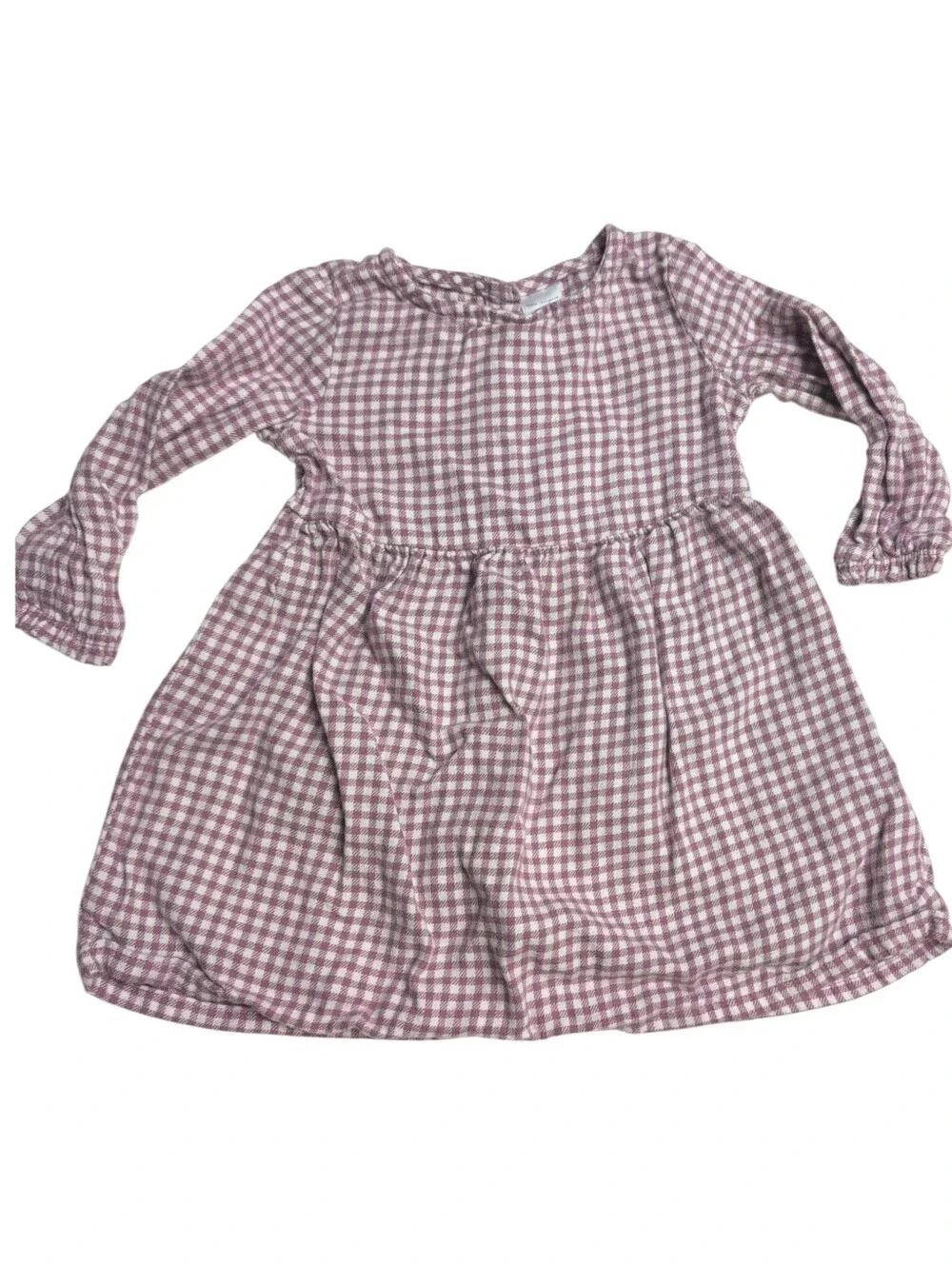 CARTER'S Purple And White Plaid Flannel Long Sleeve Dress